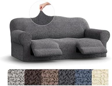 PAULATO BY GA.I.CO. Recliner Sofa Cover - Reclining Couch Slipcover - Soft Polyester Fabric Slipcover - 1-Piece Form Fit Stretch Furniture Protector - Mille Righe Collection - Dark Grey (Couch Cover)