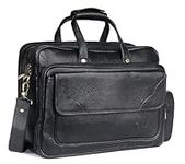 Gaja Genuine Leather Laptop Bag for Men and Women - Sleek Briefcase, Messenger, and Designer Satchel for Work, Travel, Business, School, and Office - Black