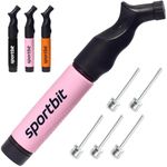 SPORTBIT Ball Pump for Sports Balls - Push & Pull Inflating System - Hand Pump for All Exercise Balls - Volleyball Pump, Basketball Inflator, Football & Soccer Ball Air Pump - Goes with 5 Needles Set