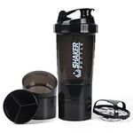 NATUREKIT Protein Shaker Bottle,16oz Gym Bottle with Mixing Ball and Storage, BPA Free Leak-Proof Secure Flip Cap,Workout Water Bottle for Smooth Shake and Pre Workout,Dishwasher Safe,Black