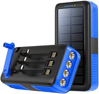 boogostore Solar Charger Power Bank 63200mAh, Portable Charger with Dual Outputs & Dual Inputs 4 LEDs Flashlight, Hand Crank Power Bank Fast Charging Battery Pack for Outdoor Camping Survival Gear