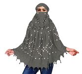 Pamirate Cotton Long Scarf Cum Mask scarves Usable for vehicle Driver, Bandhani Printed Design, Universal Size, For Girl & Women, Breathable Sun Protection Light Weight (Grey)