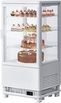 Litake Commercial Refrigerator, 2.8Cu. FT Glass Refrigerator Display Case Countertop with Adjustable Shelves, Interior LED Lighting, Display Fridge for Pastry Cake Restaurant, Auto Defrost, White
