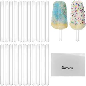 30 Pieces Acrylic Sticks Reusable Cakesicle Sticks Cake Pop Mold Mirror Ice Pop Sticks Ice Cream Cakesicle Mold for Home Cake Candy Gifts Party Craft (4.5 Inches, Transparent)