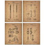 Woodworking Patent Prints - Set of 4 (8 inches x 10 inches) Photos - Wood Carving Vintage Decor