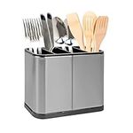 Innoteck Essentials Utensil Holder - Stainless Steel Kitchen Utensils Organiser - Anti Slip, Water Draining Design - 4 Compartments Rust proof Cutlery Holder - For spoons, spatulas, forks, knives