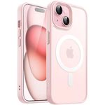 JETech Magnetic Case for iPhone 15 Plus 6.7-Inch Compatible with MagSafe, Translucent Matte Back Slim Shockproof Phone Cover (Pink)