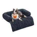 Feandrea FluffyHug Dog Sofa Bed, Dog Sofa Cover, Calming Dog Bed, XL, for Medium and Large Dogs, 110 x 95 x 18 cm, Dark Grey PGW223G02