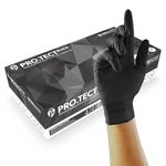 Unigloves PRO.TECT Black GA0044 Nitrile Single Use - Multipurpose, Powder Free Disposable Gloves, Box of 100 Gloves, Black, Large