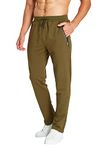 ZOXOZ Mens Tracksuit Bottoms Open Hem Trousers Mens Joggers Slim Fit Cotton Jogging Bottoms Elasticated Waist Zip Pockets Green S