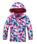 M2C Girls Floral Windbreaker Fleece Lined Jacket with Hood 8/9 Pink