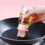 TAZLYN borosil Oil Dispenser with Brush Oil Brush for Cooking Silicone Oil Brush for Kitchen use Oil Spreader for dosa pan oiling Brush Oil Dispenser with Brush Cooking, Baking, BBQ, Marinating