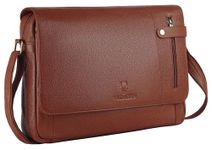 WildHorn Leather Messenger Bag for Men/Office Bag I Fits Upto 14 Inch Laptop/MacBook I Padded Laptop Compartment with Adjustable Strap I DIMENSION : L-14 inch W-3 inch H-11 inch Tan
