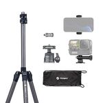 Fotopro 79” Camera Phone Tripod,Aluminum Tripod Stand with 360°Ball Head Phone Mount, for Phone Action Camera Ring Light, Lightweight Travel Tripod Folded Size 16.5”, Carry Bag Included