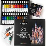 Castle Art Supplies 24 x 12ml Watercolour Paint Tube Set | Value for Adult Artists | Quality, Intense Colours | Just Squeeze the Tube, Mix with Water and Get Creative | In Delightful Presentation Box