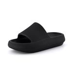 CUSHIONAIRE Women's Feather Cloud Recovery Slide Sandals with +Comfort, Black 8