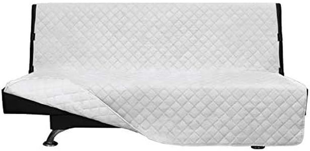 Easy-Going Sofa Covers, Couch Slipcovers, Reversible Quilted Furniture Protector, Improved Anti-Slip with Elastic Straps and Foams (futon, White/White)