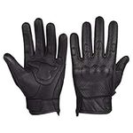 Vance Leather Men's Premium Leather Motorcycle Perforated Glove with Padded Knuckles (XL)