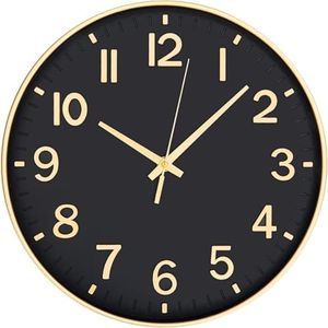 12" Wall Clock Silent Quartz Movement Non-Ticking Battery Operated Decorative Clocks, Modern Round Clock