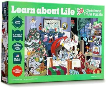 1000 Piece Christmas-Themed Trivia Puzzle for Adults and Kids – Festive Jigsaw Puzzle with Holiday Facts on Each Piece – Made in USA – Large Puzzle Size Assembled 19.3" x 26.6"