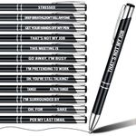 Nezyo 12 Packs Funny Pen Ballpoint Pens for Colleagues Funky Stationery Quirky Leaving Gift Cheeky Rude Pen Office Accessories for Teacher Adult (Black)