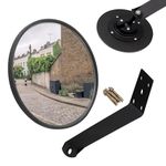 KOBSAINF 8 Inch Convex Mirror Outdoor with Adjustable Wall Fixing Bracket,Driveway Mirror,Blindspot Traffic Mirror for Driveway Garage Park Outdoor Wide Angle View Curved Security