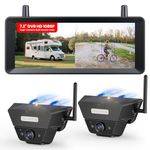 AUTO-VOX 2 Solar Magnetic Wireless Reversing Camera Kit: 1 Minute Install, 7.2" 1080P Split Screen Monitor with Smart Detection Helps Spot Cars & Pedestrians, Reverse Camera for Truck Caravan Trailer