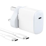 30W USB C Charger Compatible for MacBook air 13 12 inch, iPad Pro 13, 12.9, 11 inch 2024 2023 2022 2021 2020 2019 M4 M2 M1, iPad Air 5 4, Mini 6, iPad 10, iPhone 15, Pixel 8 7, 2M/6.6FT USB-C Cable