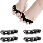 JOYAUS [2 Pairs] Black Toe Separator Toe Spacers for Feet, Premium Bunion Corrector for Women & Men, Hammer Toe Straightener, Comfortable and Durable Toe Separators for Overlapping Toes