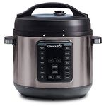 Crock-Pot 8-Quart Multi-Use XL Express Crock Programmable Slow Cooker and Pressure Cooker with Manual Pressure, Boil & Simmer, Black Stainless