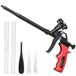 Foam Gun, Preciva Professional Foaming Gun, Needn't Cleaner PU Foam Expanding Applicator Gun, Dispensing Insulation Foam Gun, Heavy Duty Foam Spray Application Gun for Caulking, Insulation (Black)