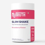 NUTRUTH-High Protein Meal Replacement Strawberry Flavoured Slim Shake | 21 Gm Protein/Serving | Weight Control & Management Protein Shake (500 Gm)