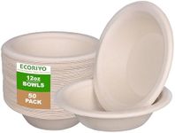 ECORIYO Disposable Paper Bowls 12oz - 50-Pack of Compostable Bowls, Biodegradable Disposable Bowls for Hot Soup and Dessert from Sugarcane Fibers - Party Bowls Bulk Pack