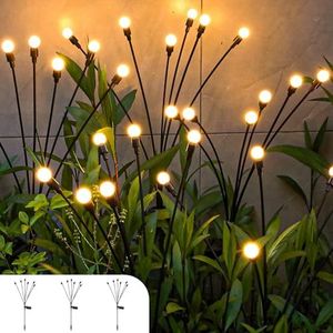 STEUGO 3PCS Solar Powered Firefly Lights Outdoor Waterproof, Solar Starburst Swaying Garden Lights, Solar Outdoor Lights,Solar Garden Decorative Lights Yard Patio Pathway Decoration, Warm White