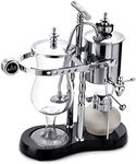 Diguo Belgian/Belgium Luxury Royal Family Balance Siphon/Syphon Coffee Maker. Elegant Double Ridged Fulcrum with Tee handle (Classic Silver)