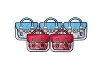 OWLSOME Trendybag Red and Blue Top-handle Party Goodie bags, Grip n’ Seal gift bags with Stand-up bottom, Birthday Bags, 20 Pcs (Small, Mixed Color)