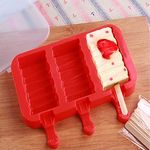 APSAMBR-Maker Reusable 3 Holes Ellipse Shape Popsicle Molds Ice Cubes Tray Frozen Ice Lolly Ice Cream Mould