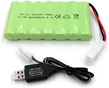 Gecoty® 8.4 V 2400 mAh RC Battery, Rechargeable NI-MH AA Battery Pack with USB Charging Cable and KET 2P Plug, for Remote Controlled Toys, Lighting, Power Tools, Household Appliances