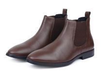 Quadro Men's Italian Leather High Ankle Boots Handcrafted British Style Chelsea Boot Shoes for Men | Brown, Size - 9