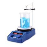 FOUR E'S SCIENTIFIC 5 Inch Magnetic Stirrer Hot Plate with Stand Max 5L Stirring Capacity 100-1500RPM 110V 600W Support Stand Temp Probe Sensor Stir Bars Included