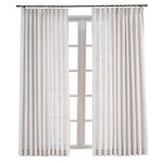 ChadMade Pinch Pleat Faux Linen Curtain Room Darkening Drapery For Sliding Glass Door Living Room, 52Wx96L Inches (Beige White, 1 Panel)