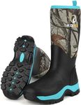 Kalkal Rubber Boots for Women, Insulated Waterproof Womens Hunting Boots, 6mm Neoprene Camo Hunting Boot Tall Rain Boots for Women Mud Working Gardening Farming