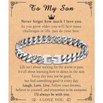 TEVOP Gifts for Son, Son Engraved Bracelet Son Gifts from Mum Dad, Cuban Chain Bracelet Gifts for Boys, Jewellery Presents for Son Birthday Christmas Confirmation Graduation