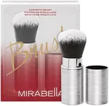 Mirabella Retractable Kabuki Brush, Premium Professional Makeup Brush Collection, Cruelty-Free Synthetic Bristle Brush with Hand-Sculpted Brushed Aluminum Handle, Luxury Blending Brush for Makeup