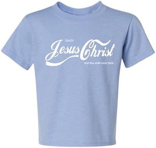 Enjoy Jesus Christ Shirt – Thou Shalt Never Thirst, Funny Christian Gifts for Men Women, Faith Apparel Inspirational Unisex Boys Girls Graphic Youth T-Shirt, Light Blue, X-Large
