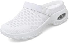 YVIPO Women's Mesh Fabric Mules air Cushion Sandals with Arch Support Slip on Shoes Women's Clogs Breathable and Comfortable White