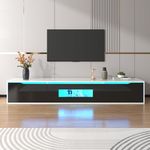 BTM TV Cabinet, High-gloss TV Unit, TV Stand Cabinet with 4 LED lighting Modes & 16 Colors, Wall Mounted/Floor Mounted, 180 * 35 * 30 cm