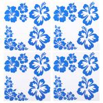 GORGECRAFT 4 Sheets Hibiscus Flower Car Sticker Hawaiian Stickers and Decals Blue Reflective Stickers Waterproof Vinyl Automotive Exterior Decor for Suv Truck Motorcycle Doors Walls Laptop