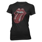 Bravado Rolling Stones Junior's Distressed Tongue T-Shirt 2XL Black