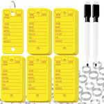 200 Pcs Poly Key Tags - Car Key Tags with 200 Pcs Rings and 2 Pcs Markers - Solution of Key Management - Plastic Key Tags with Keychain Labels - 1.4 x 3-in